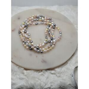 Honora Genuine Pearl Multicolor Pastel Necklace With Sterling Silver Clasp 53 In